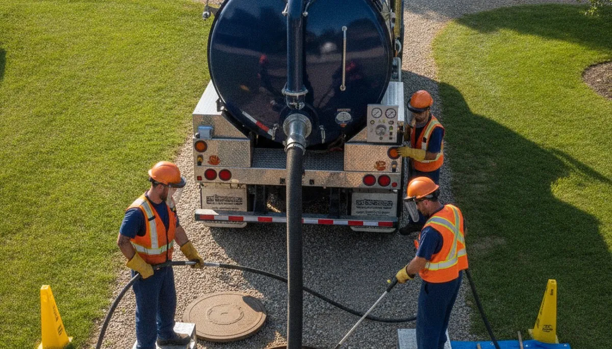 Septic tank cleaning service truck for plumbing repairs in Santa Rosa, CA