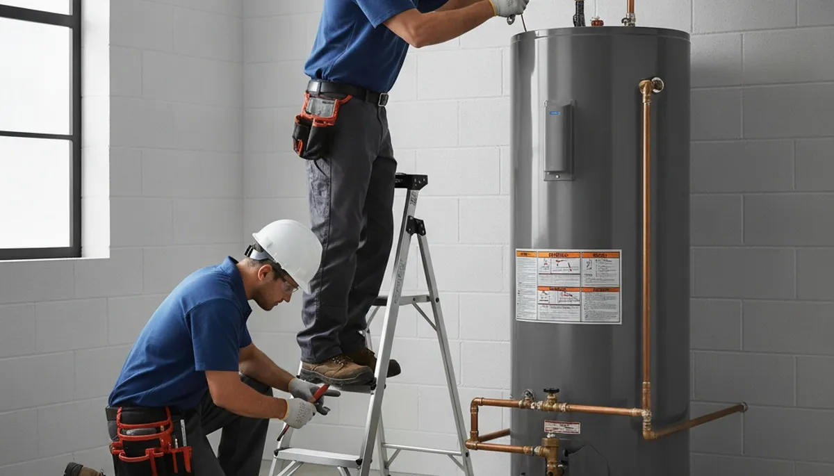 Santa Rosa, CA plumber repairing a water heater for fast, reliable home service