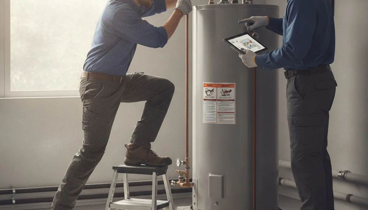 Santa Rosa, CA plumber repairing a water heater for fast, reliable home service